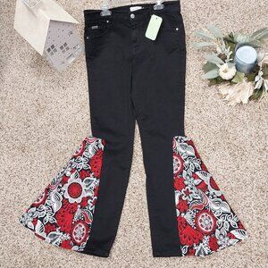 3452 Size 8 Jacklyn Smith Upcycled Bell-Bottoms, In Red and Black.